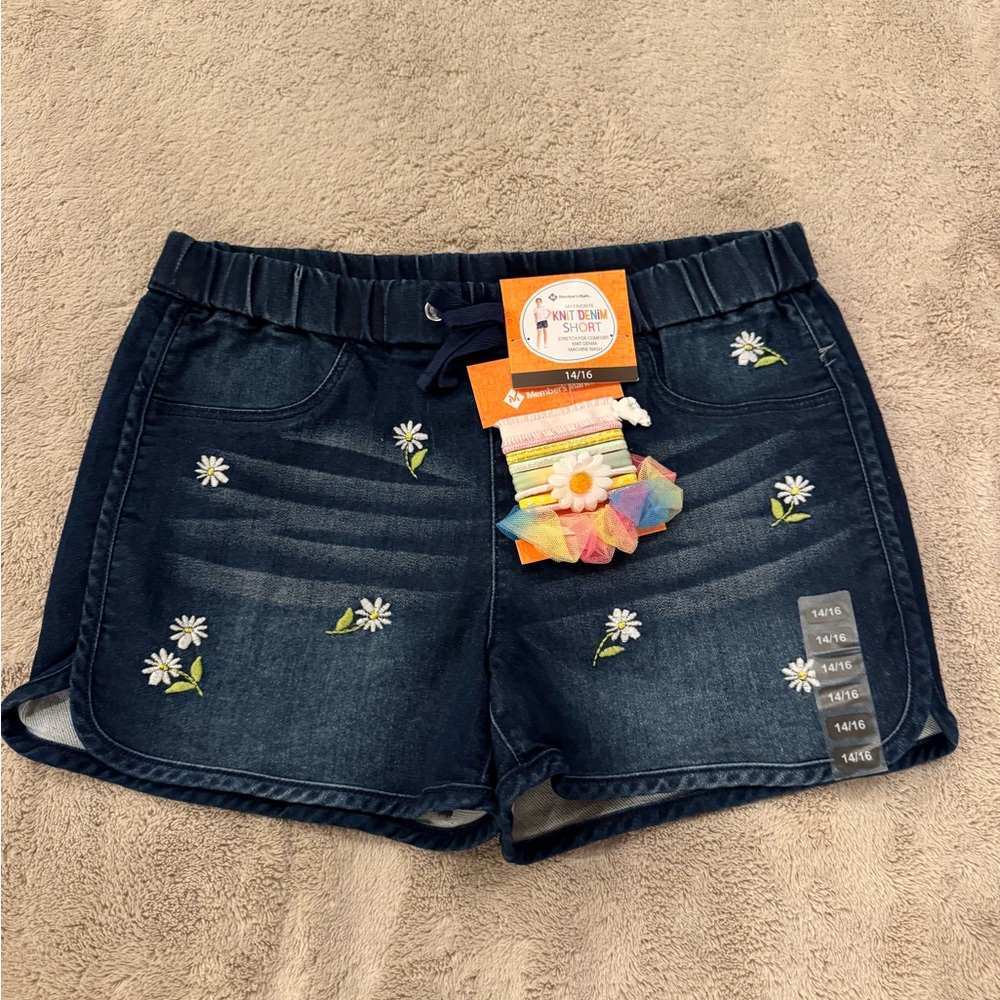 Daisy Embellished Denim Shorts for Kids 14/16